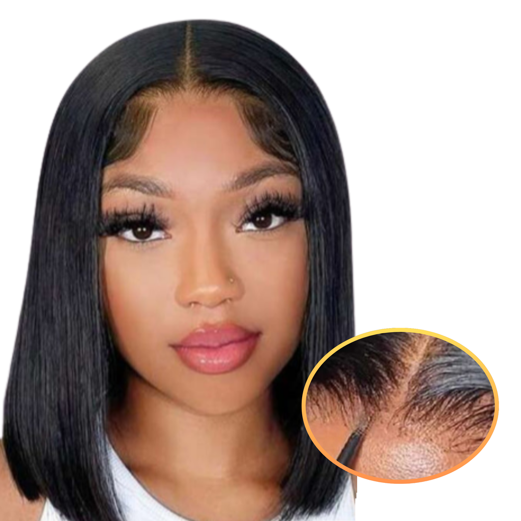 INVISIBLE LACE Straight Bob HUMAN HAIR Wig