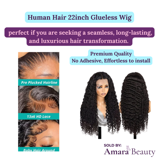 Glueless Curly 22inch HUMAN HAIR Wig