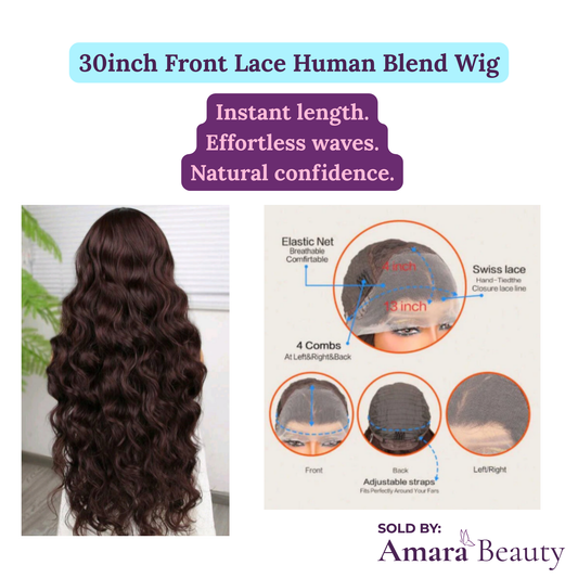 Front Lace Beautifully Brown Human Blend Wig
