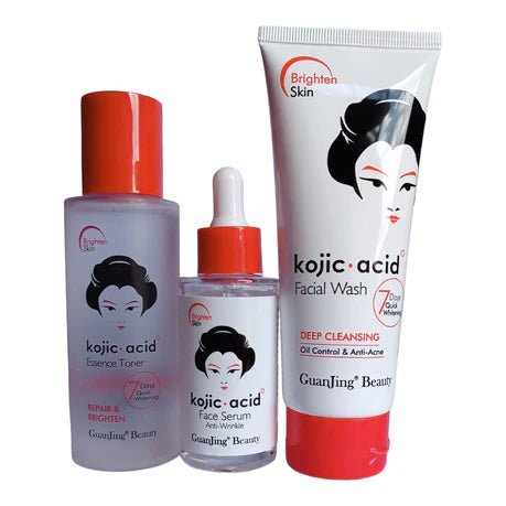BUNDLE Brightening Skincare Routine - Kojic Acid Face Wash, Toner & Face Serum